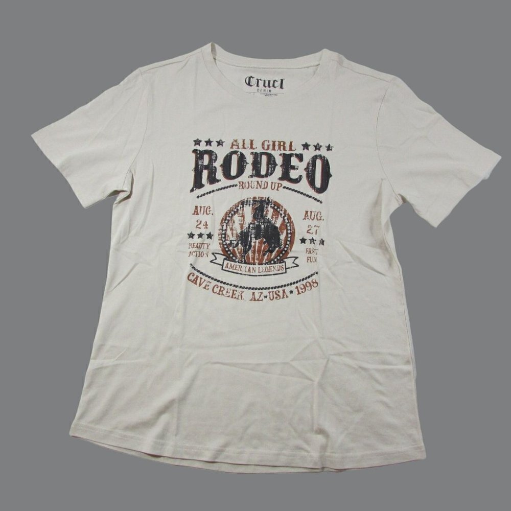 Cruel Denim Women's XXL Short Sleeve All Girl Rodeo Graphic T-Shirt - Stone